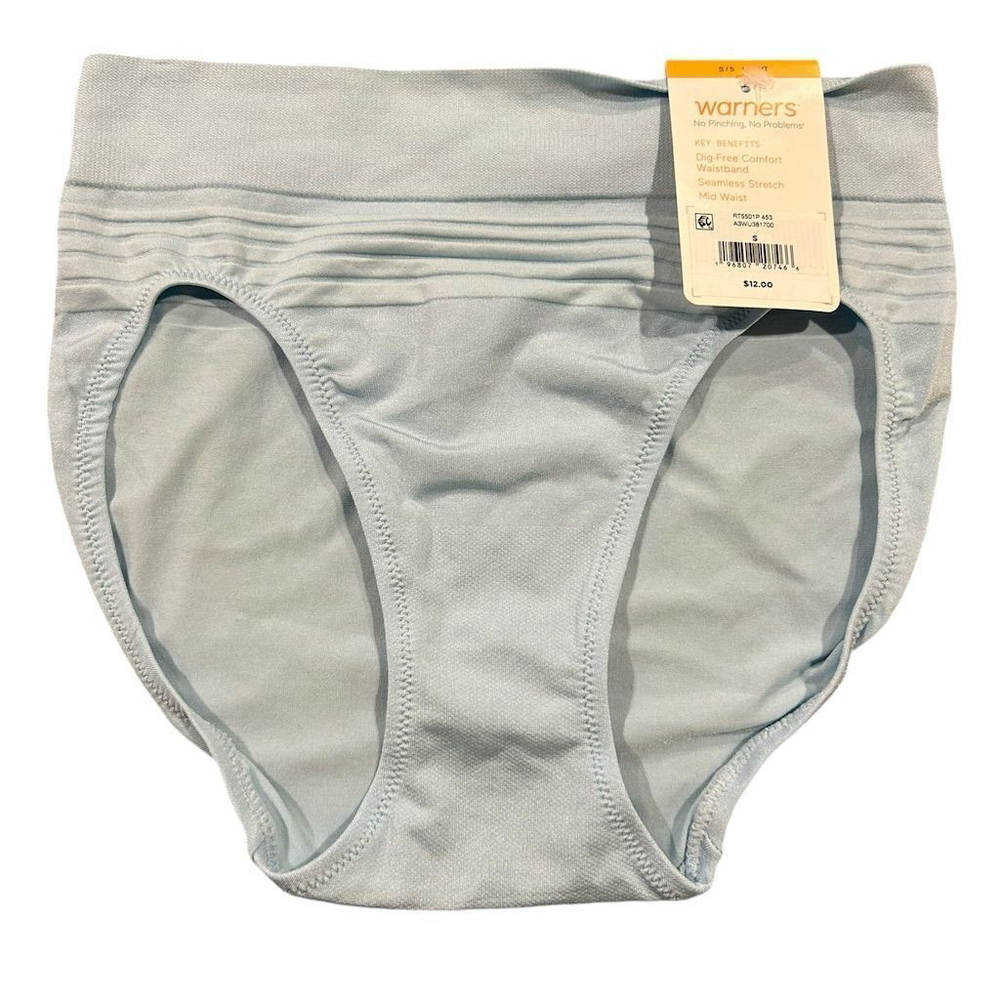 Warner's Brief Panties Women's Size S Seamless Hi-Cut Light Blue Mid Waist NWT